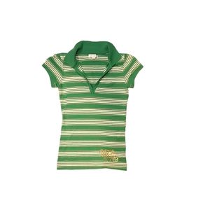 Wckd V Neck Collared Shirt Y2k Polo Green Gold Juniors L